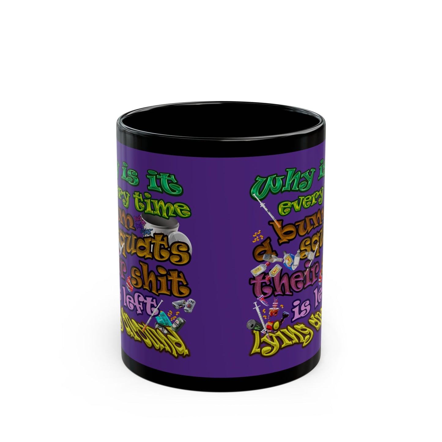the bum's shit - Black Mug (purple)