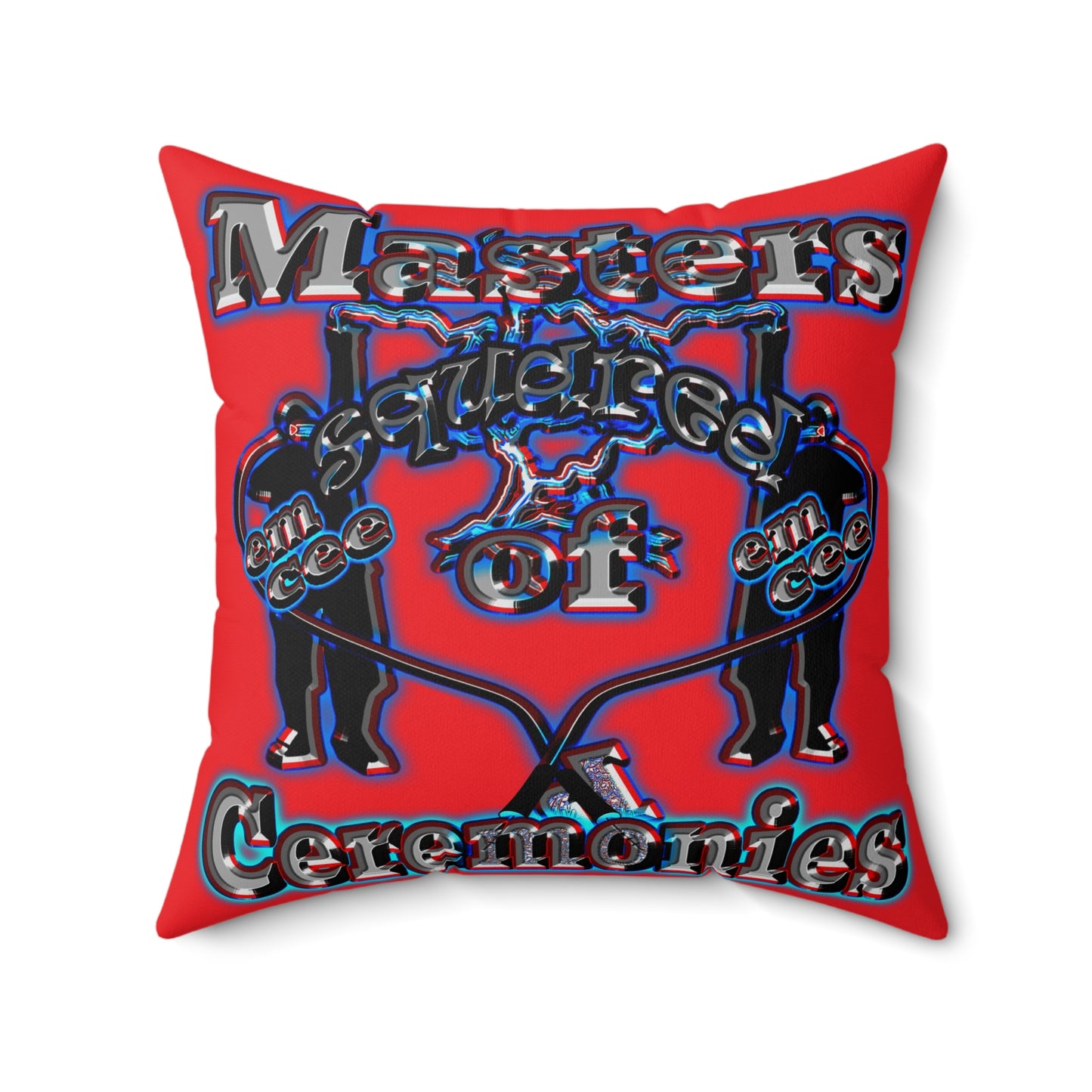 em cee squared - Spun Polyester Square Pillow - (red)