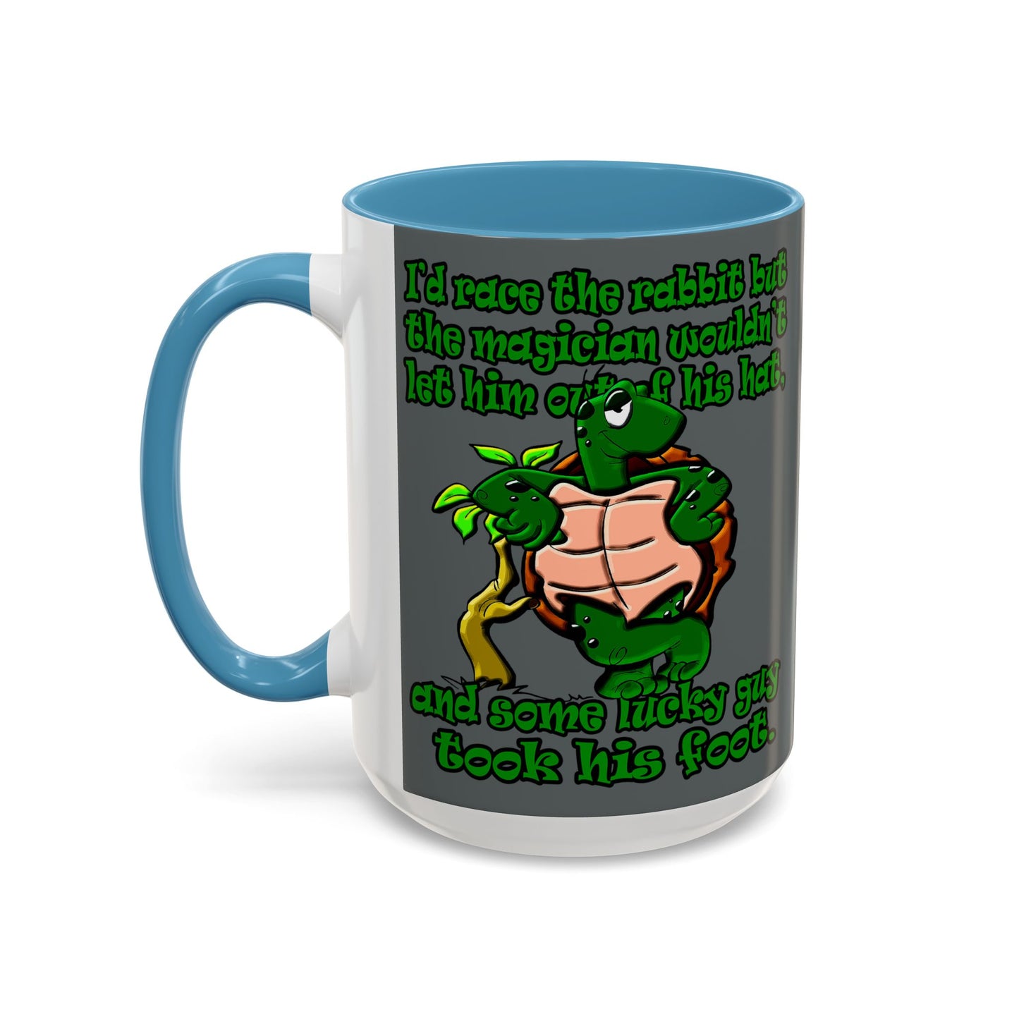 turtle race - Accent Mug (dark grey)
