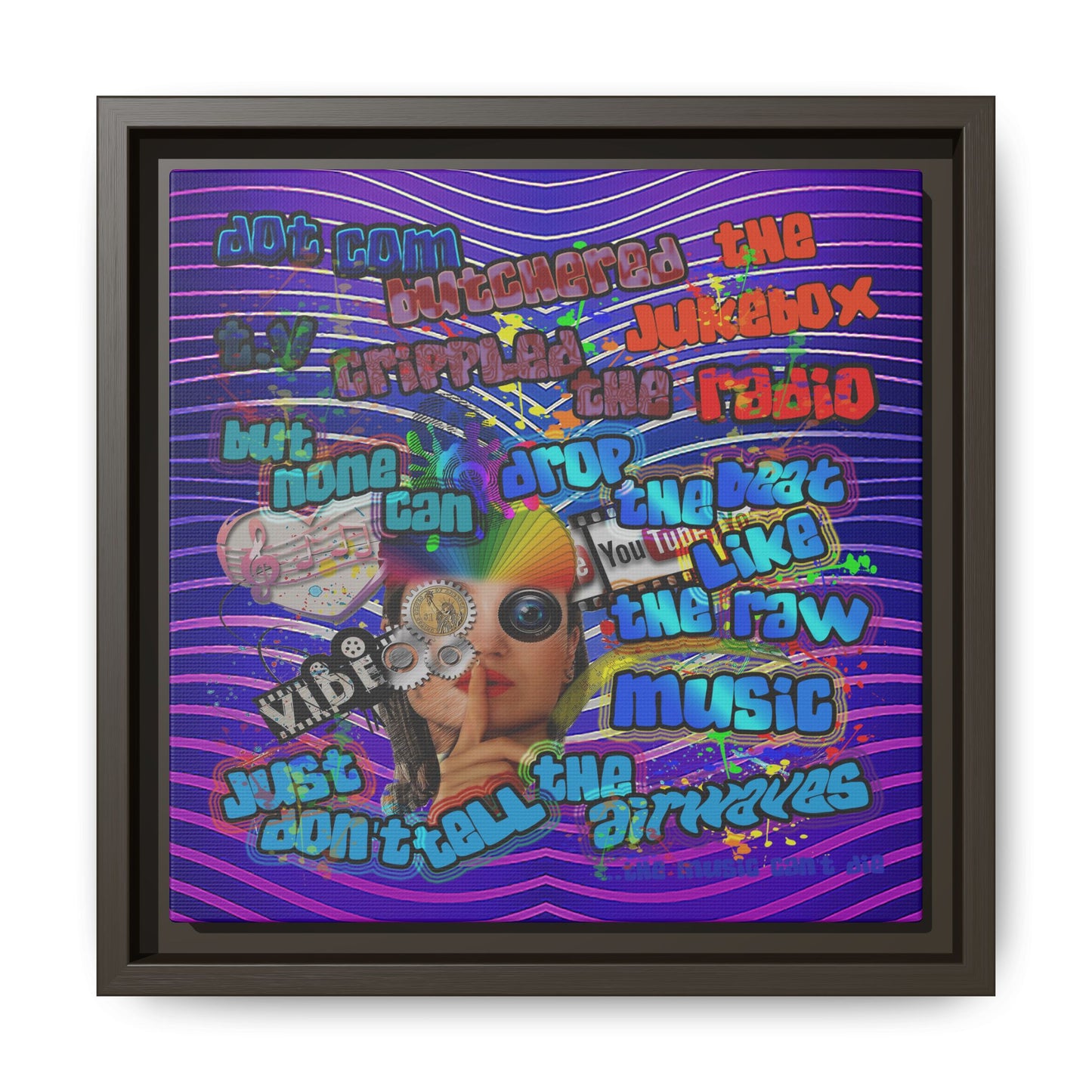 drop the beat - framed canvas art (purple wave)