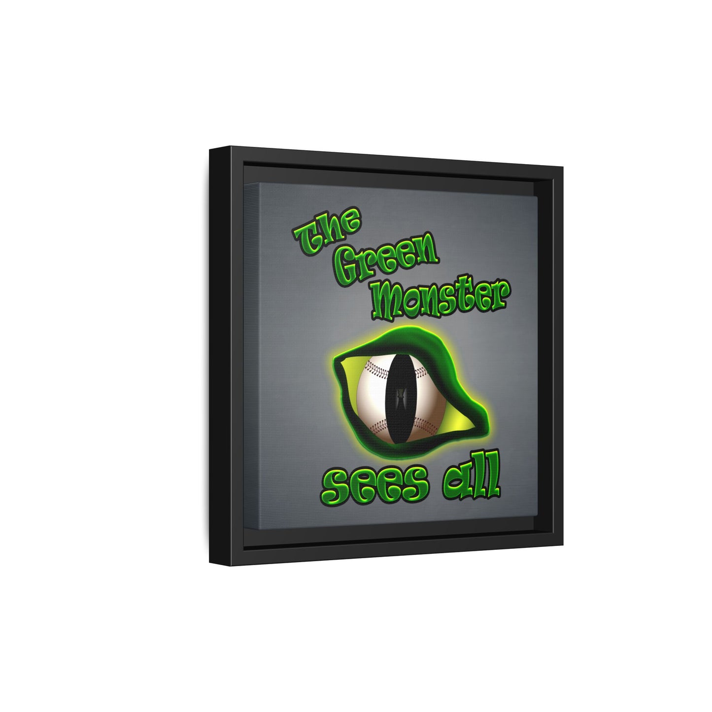 green monster - framed canvas art (grey-light grey)