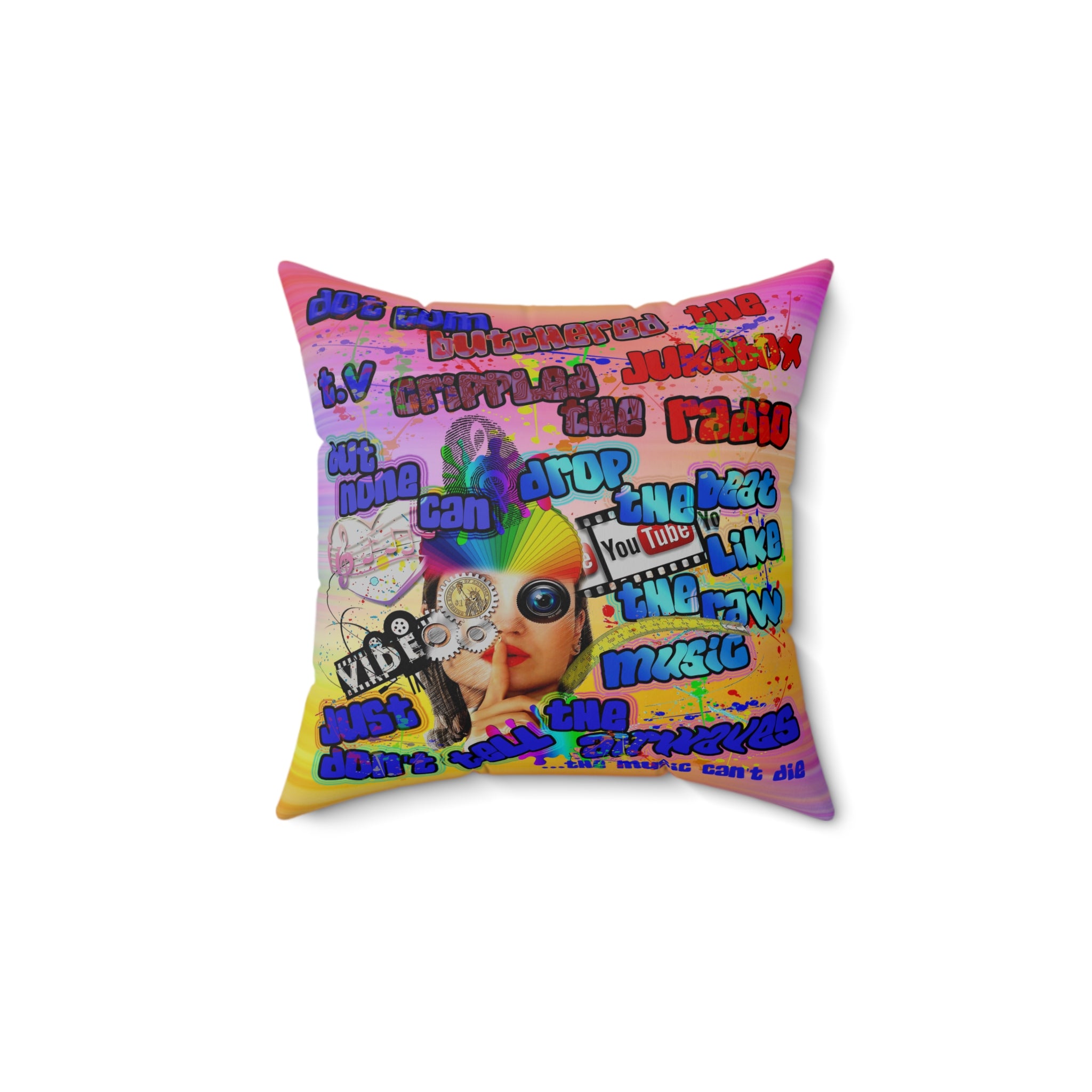 drop the beat - Spun Polyester Square Pillow - (color blur)