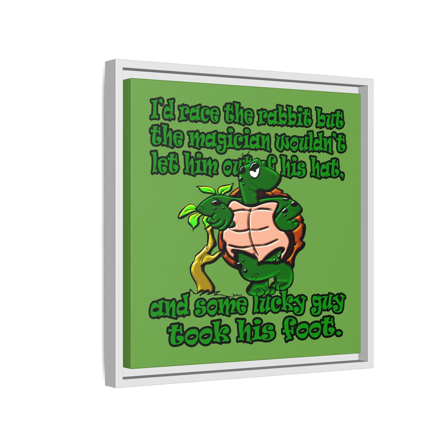 turtle race - framed canvas art (green)