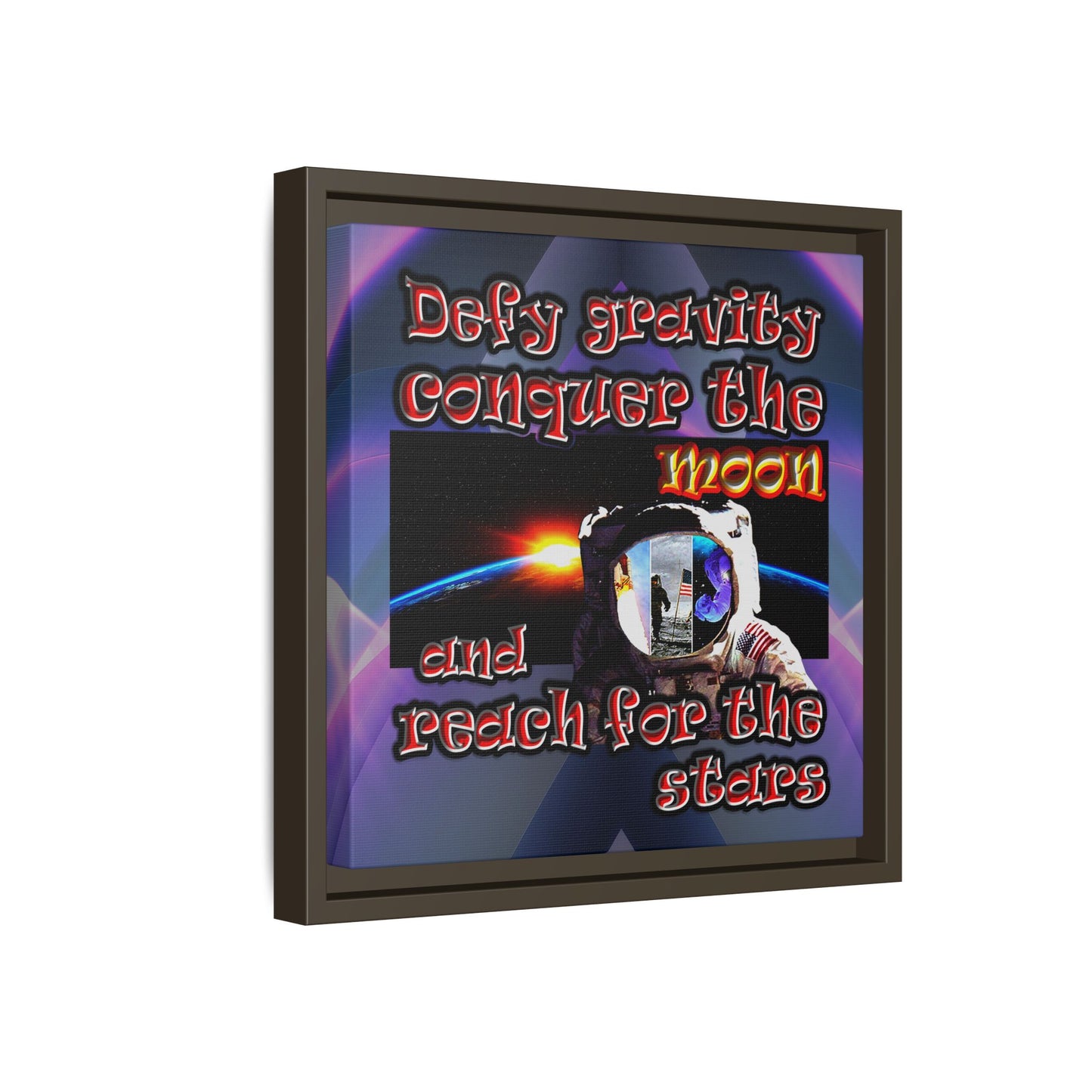 defy conquer reach - framed canvas art (grey-pink wave)