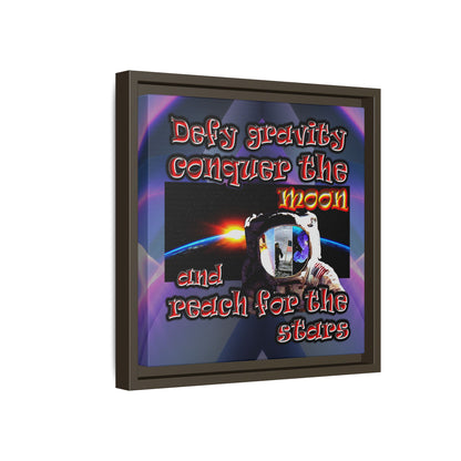 defy conquer reach - framed canvas art (grey-pink wave)