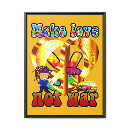 love peace - framed canvas art (yellow)