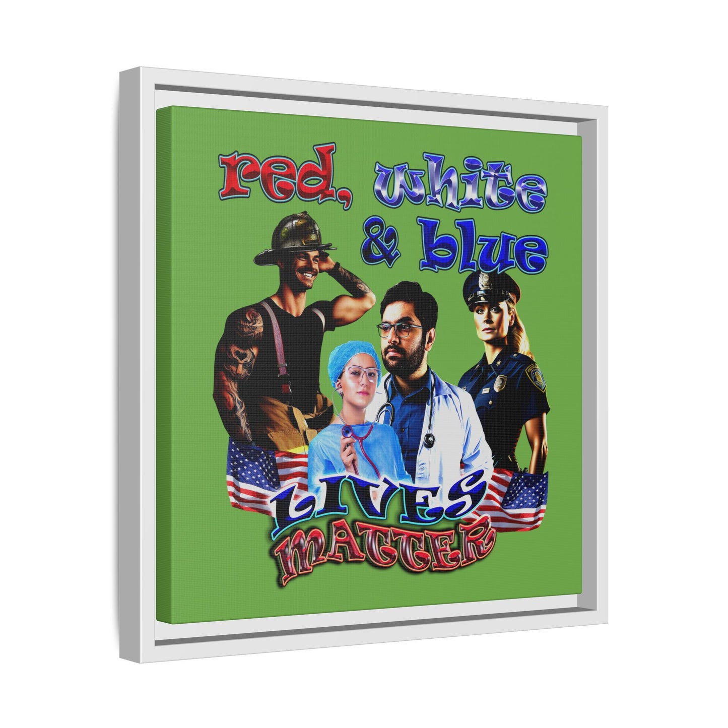 rw&b lives matter - framed canvas art (green)