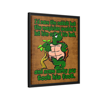 turtle race - framed canvas art (brown papyrus)
