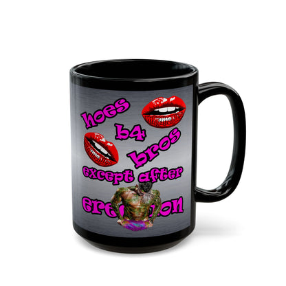 hoes b4 bros - Black Mug (brushed  nickel)