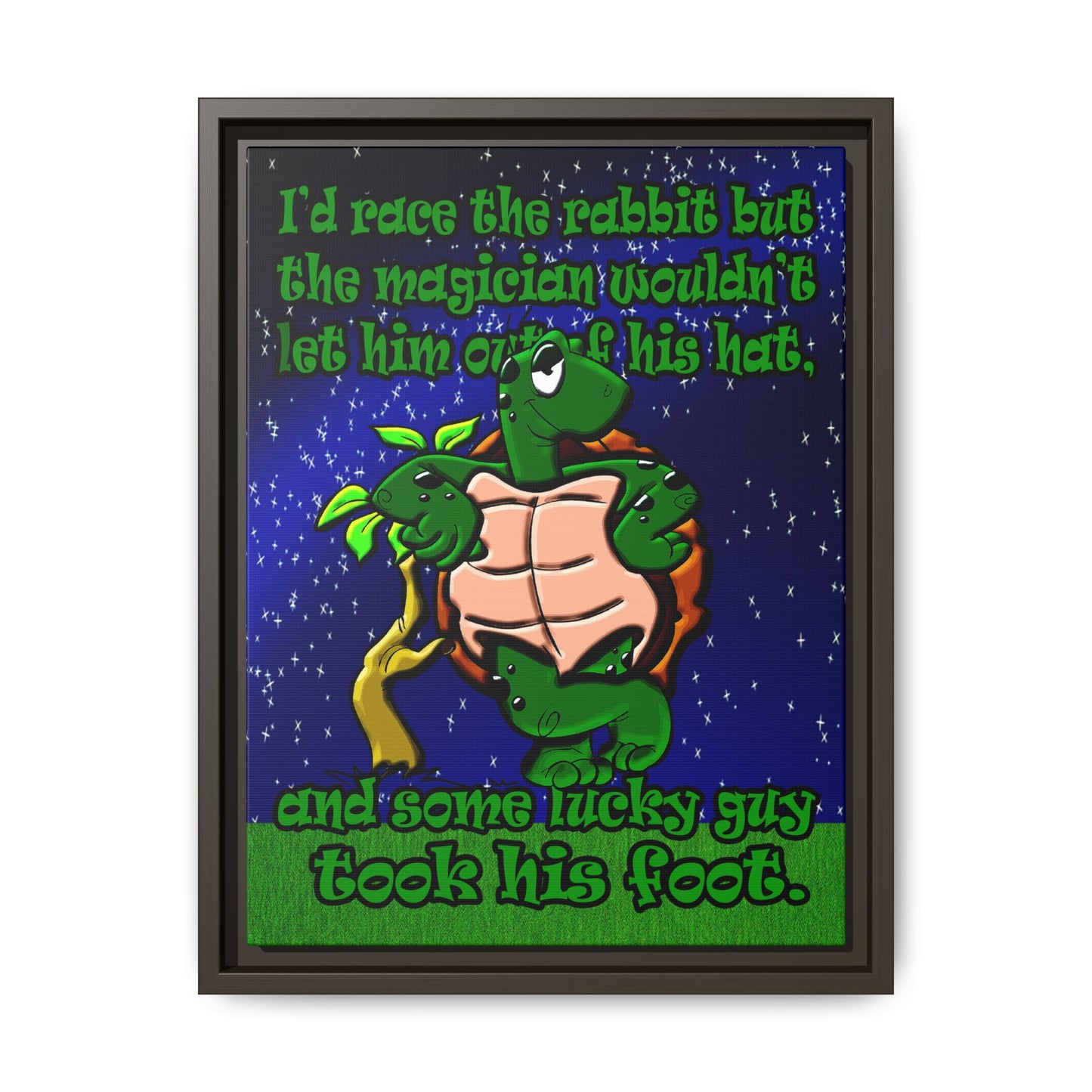 turtle race - framed canvas art ('snoops' background)