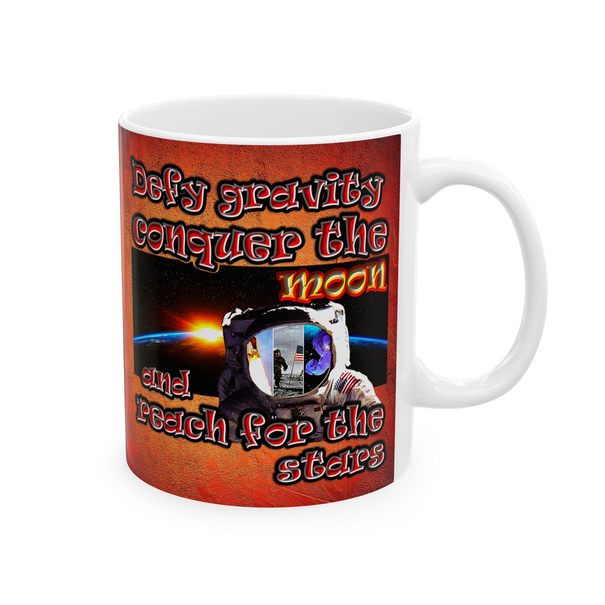 defy conquer reach - White Mug (burnt orange)