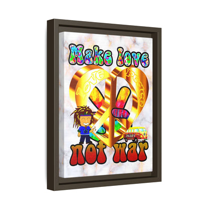 love peace - framed canvas art (white marble)