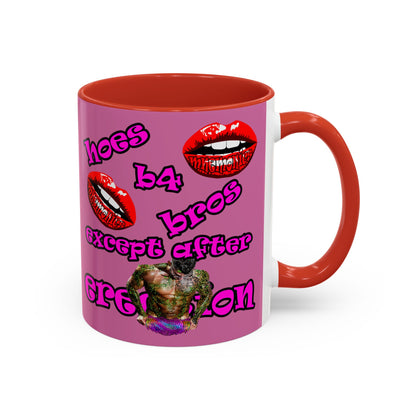hoes b4 bros - Accent Mug (light pink)
