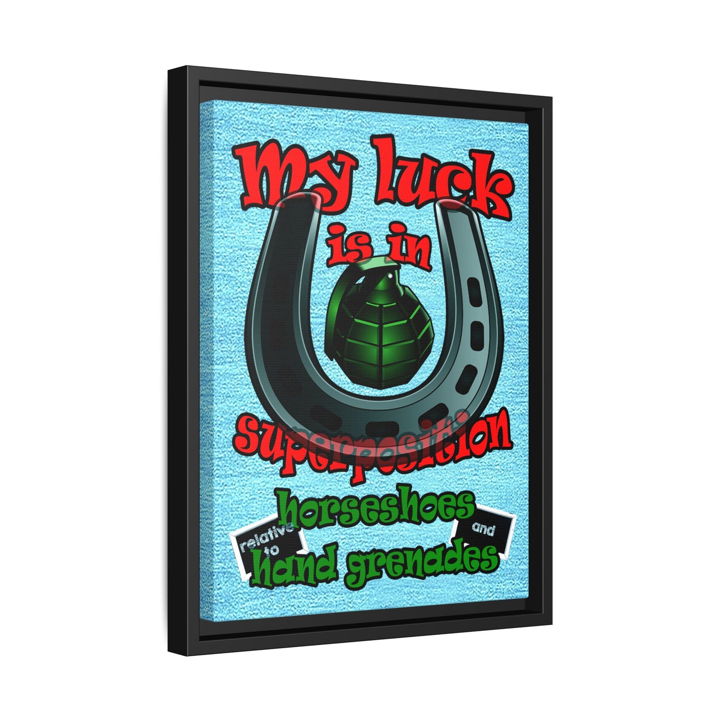 my luck - framed canvas art (faded blue)