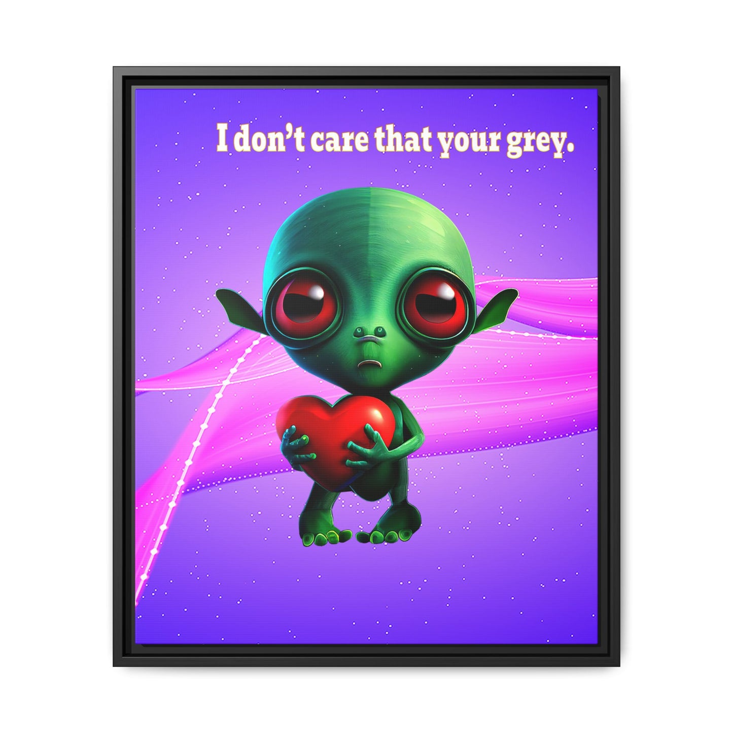 I don't care that your grey - framed canvas art (purple-pink wave)