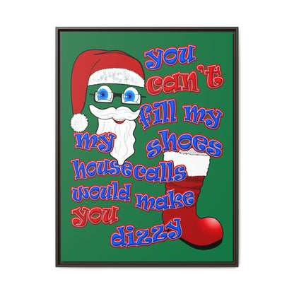 santa's shoes - framed canvas art (dark green)