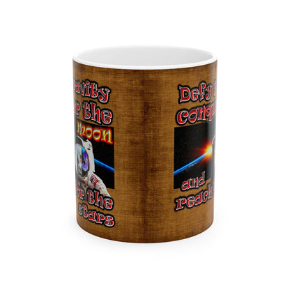 defy conquer reach - White Mug (brown papyrus)