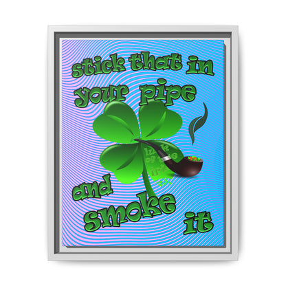 stick that in your pipe and smoke it - framed canvas art (light blue-purple wave)