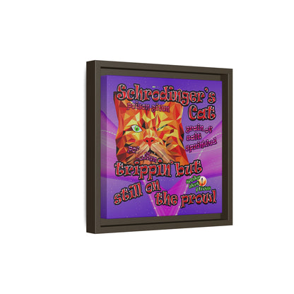 schrodinger's cat - framed canvas art (purple-pink wave)