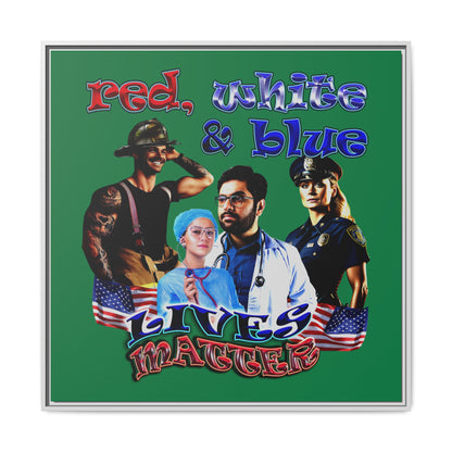 rw&b lives matter - framed canvas art (dark green)