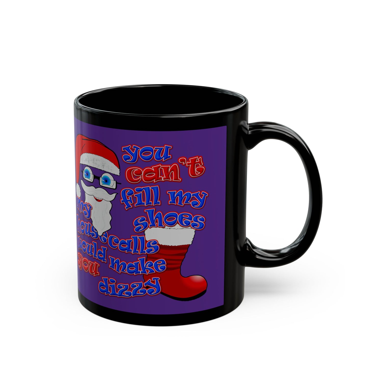 santa's shoes - Black Mug (purple)