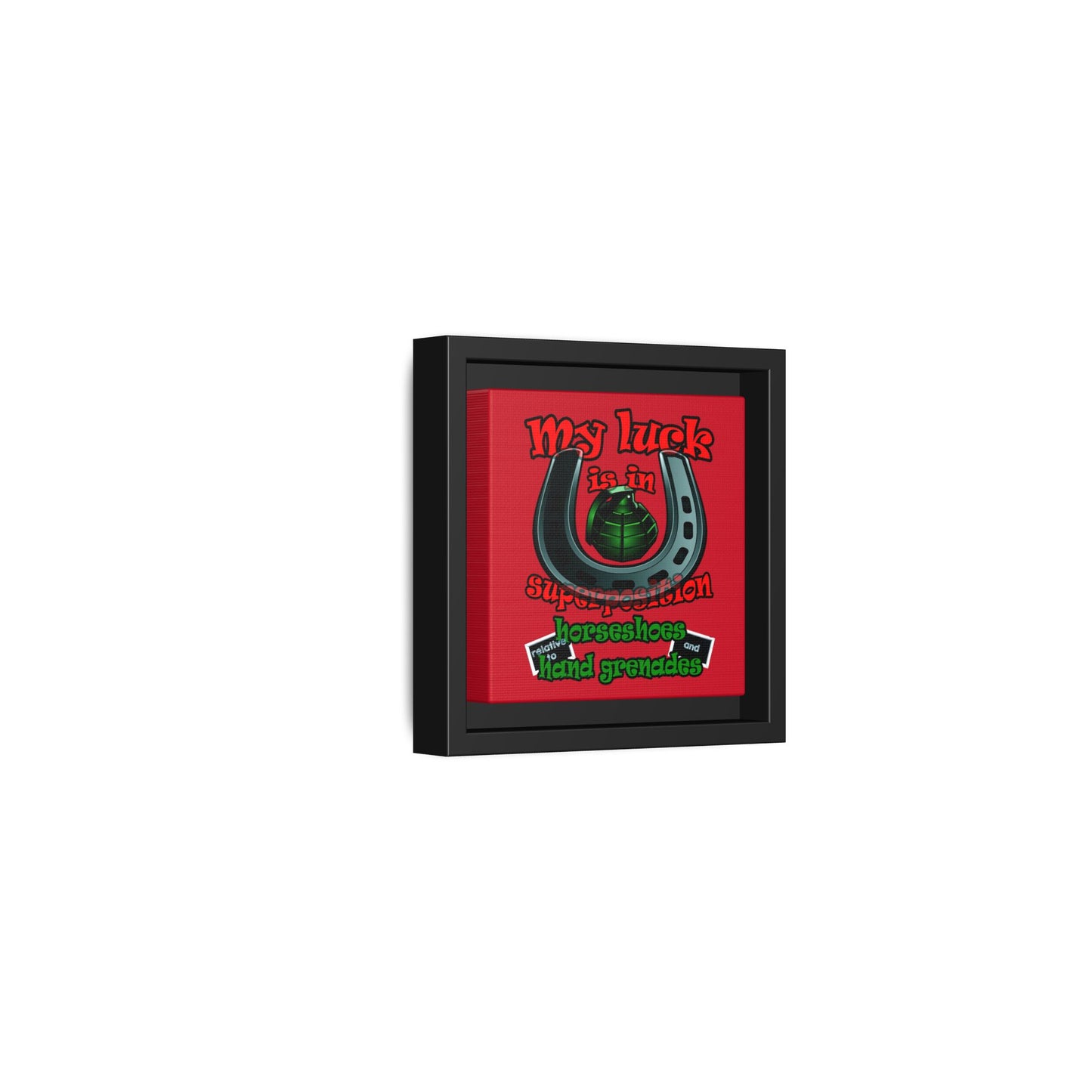 my luck - framed canvas art (dark red)