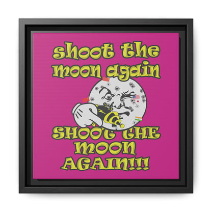 shoot the moon again - framed canvas art (pink)
