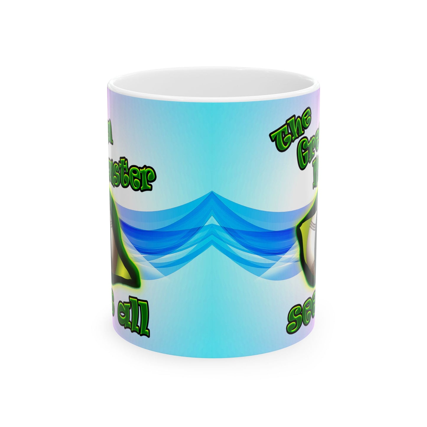 green monster - White Mug (light blue-pink wave)