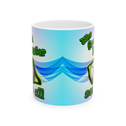 green monster - White Mug (light blue-pink wave)