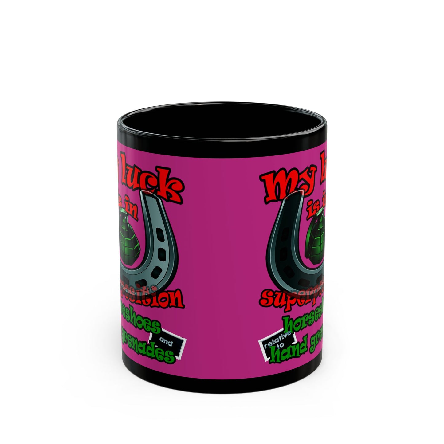 my luck - Black Mug (pink)