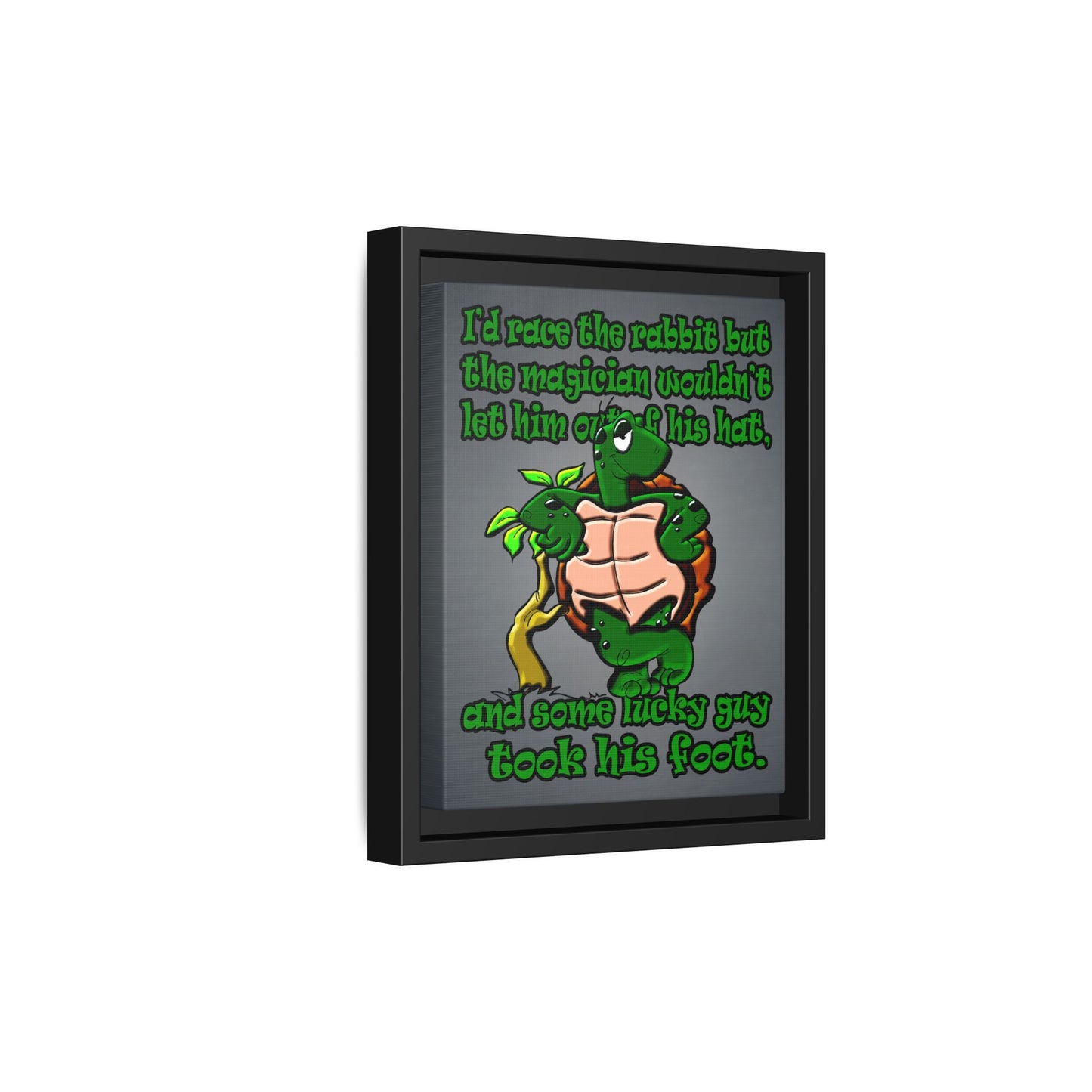 turtle race - framed canvas art (grey-light grey)