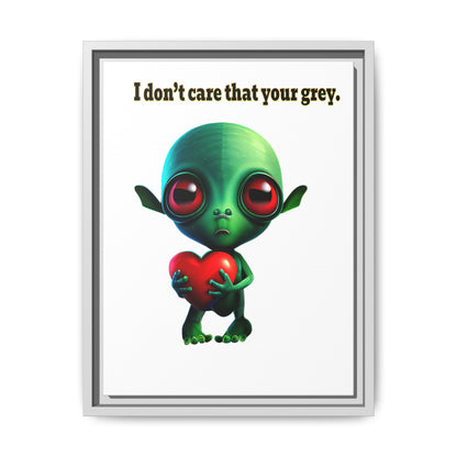I don't care that your grey - framed canvas art (white)