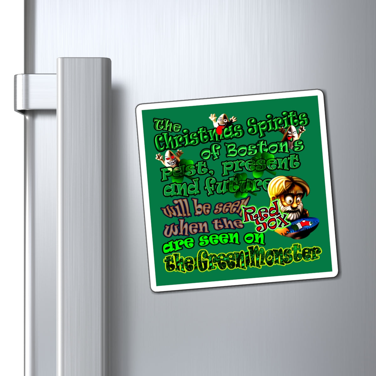 christmas spirits of boston - Magnets - (dark green)