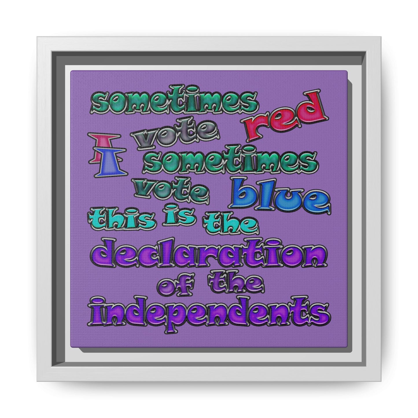 declaration of the independents - framed canvas art (light purple)