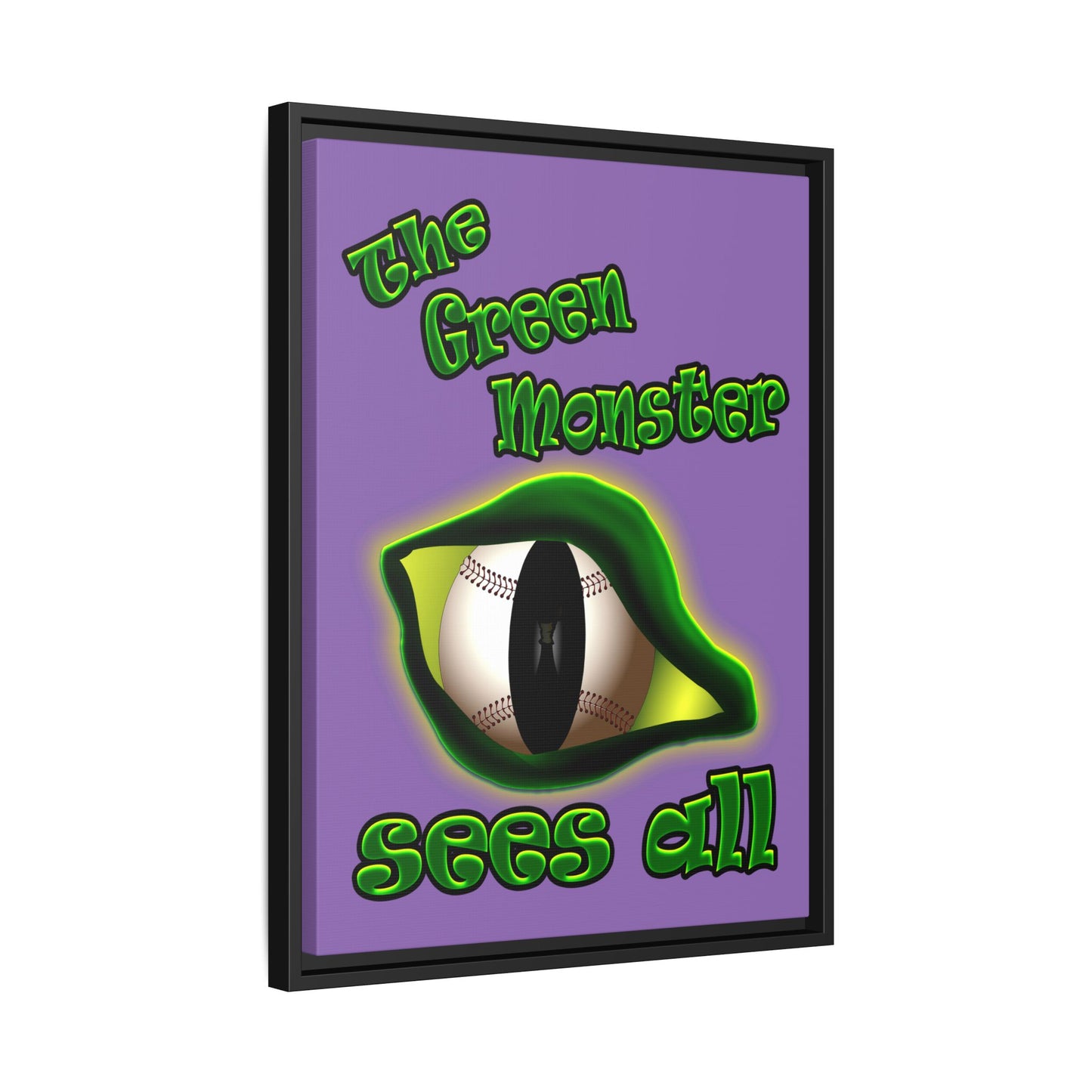 green monster - framed canvas art (light purple)