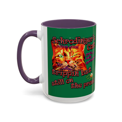 schrodinger's cat - Accent Mug (dark green)