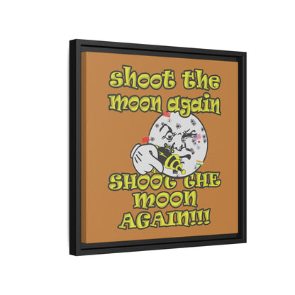 shoot the moon again - framed canvas art (light brown)