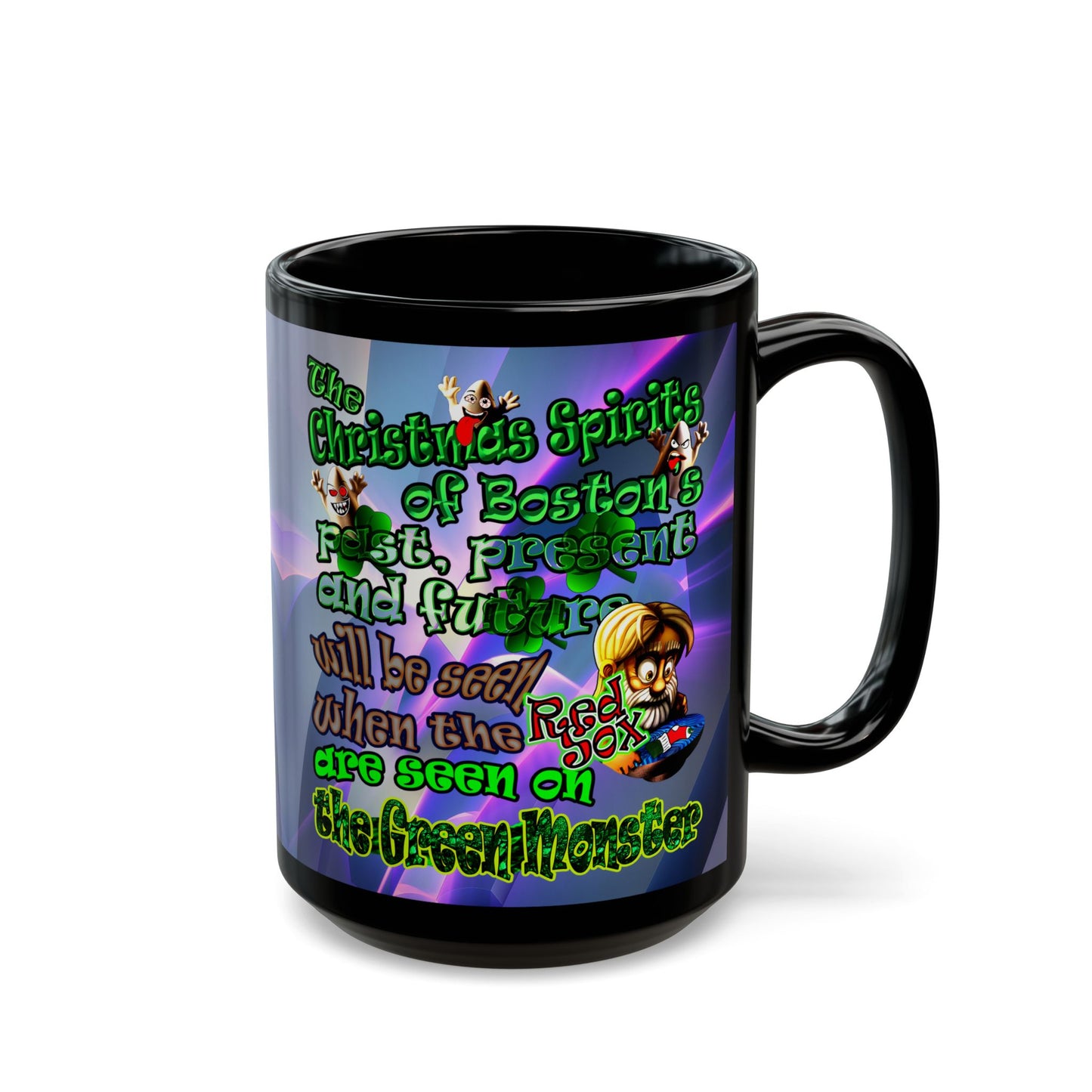christmas spirits of boston - Black Mug (grey-pink wave)