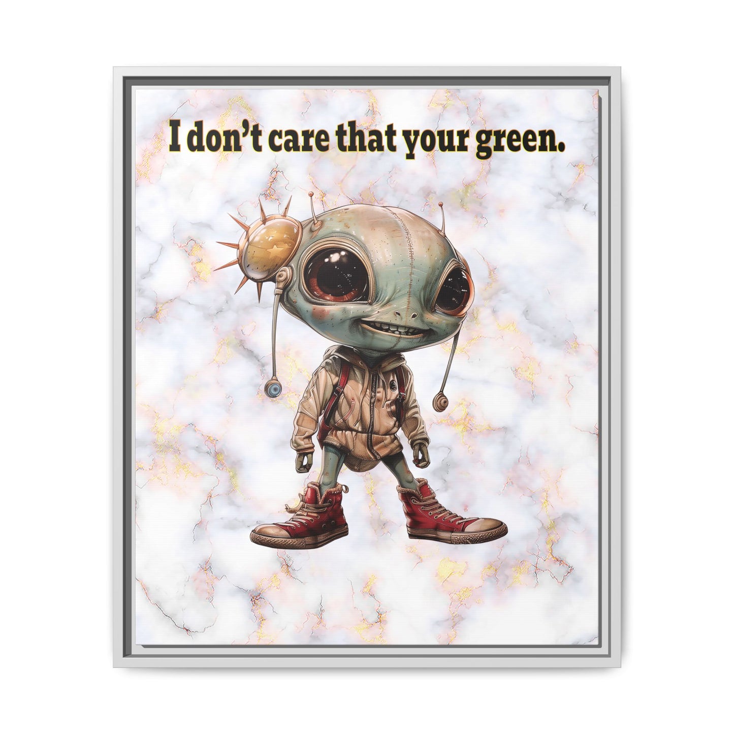 I don't care that your green - framed canvas art (white marble)