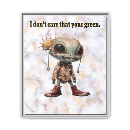 I don't care that your green - framed canvas art (white marble)