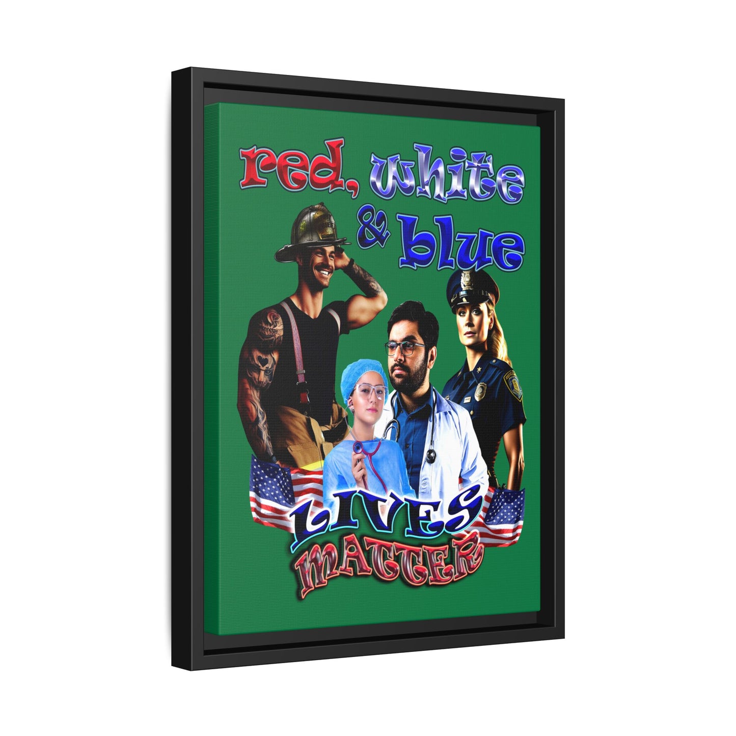 rw&b lives matter - framed canvas art (dark green)