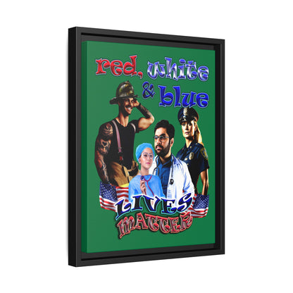 rw&b lives matter - framed canvas art (dark green)