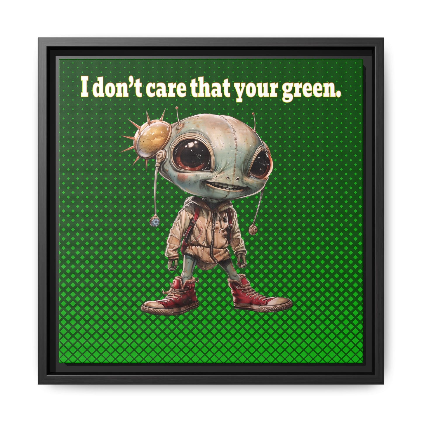I don't care that your green - framed canvas art (logo green)