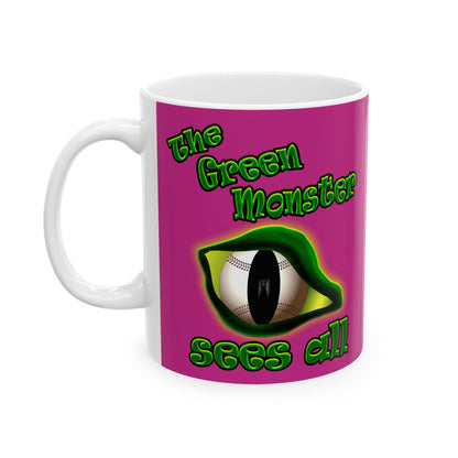 green monster - White Mug (pink)