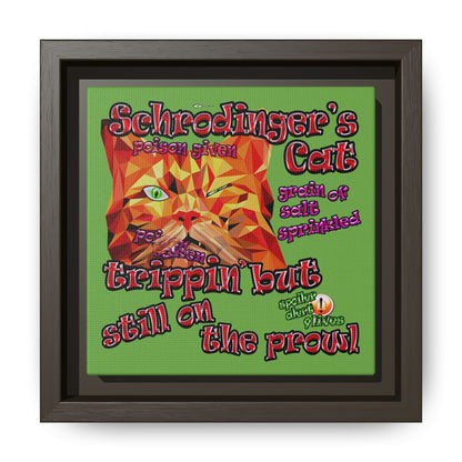 schrodinger's cat - framed canvas art (green)