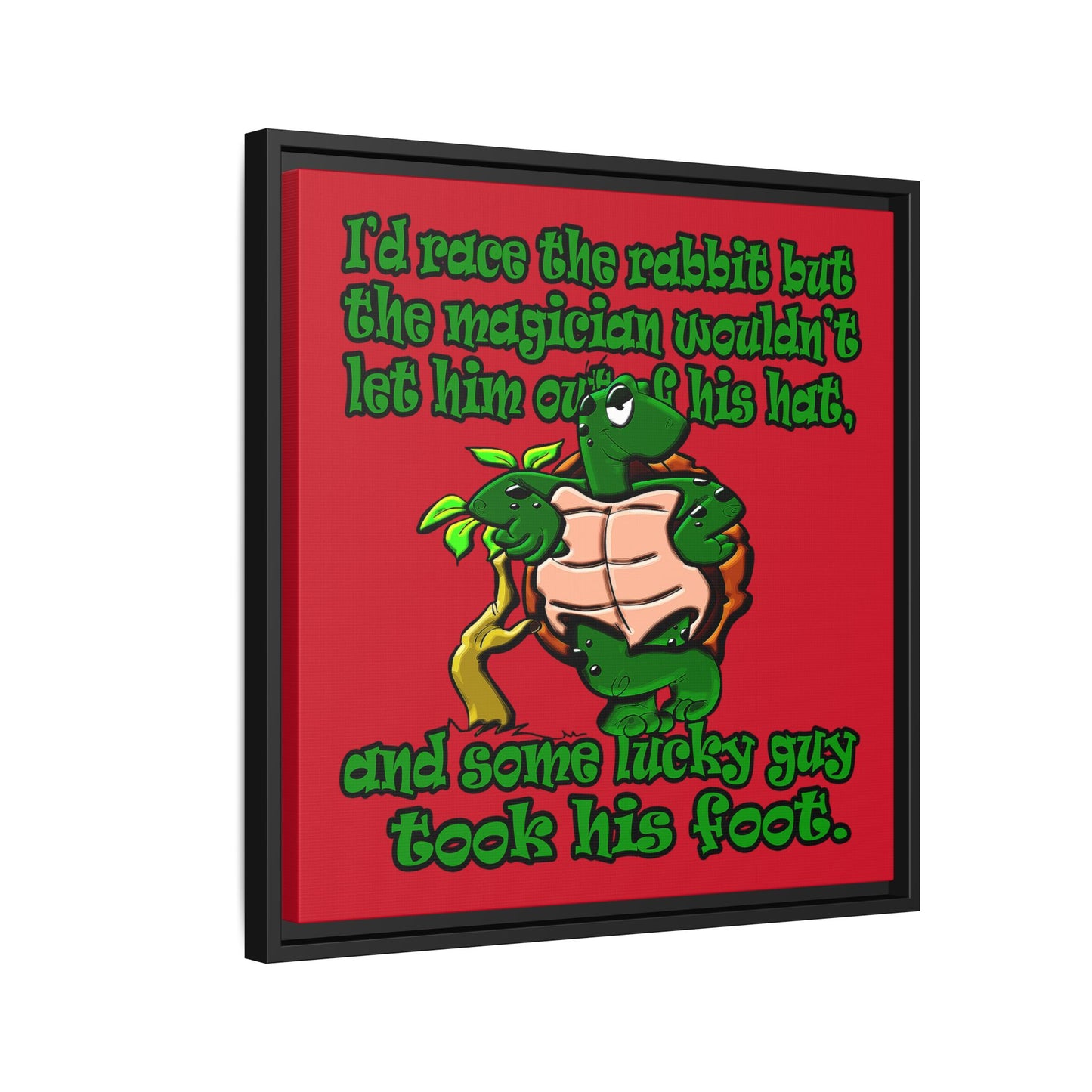 turtle race - framed canvas art (dark red)