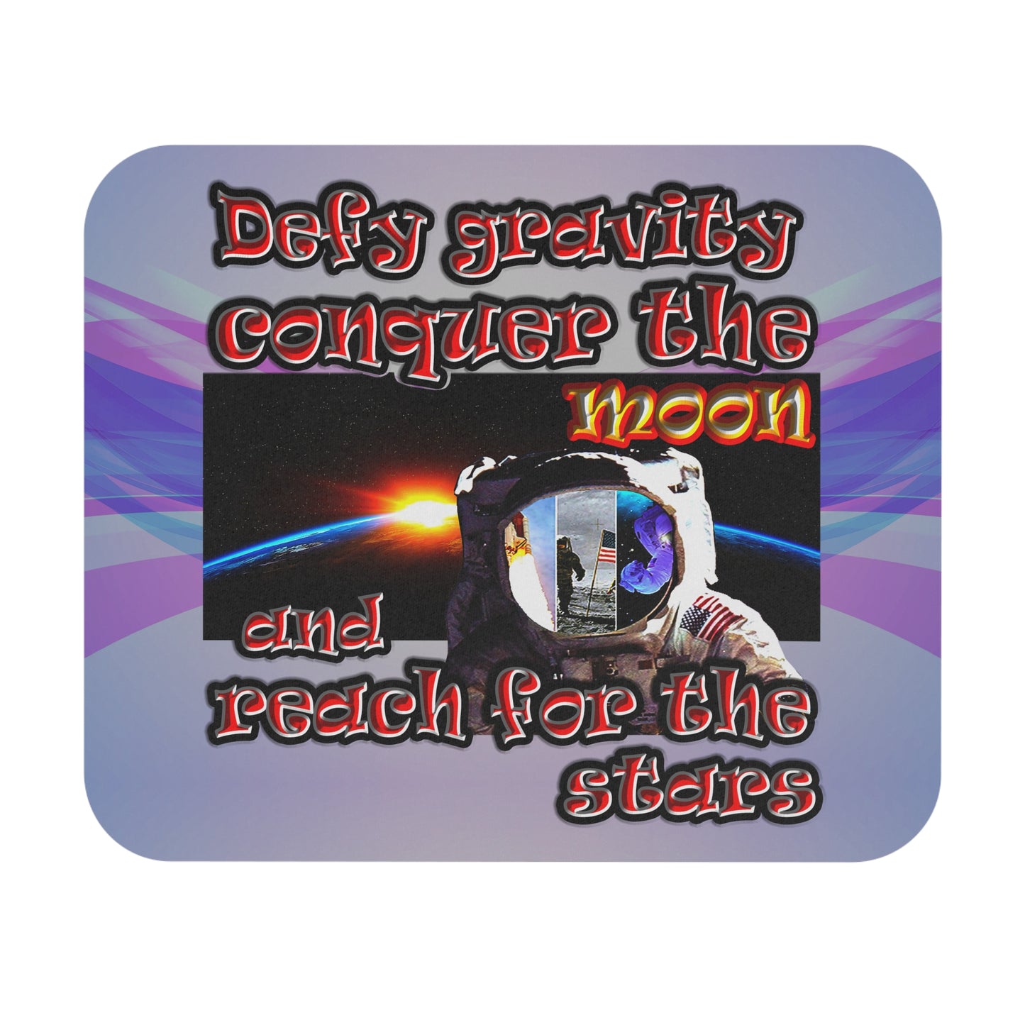 defy conquer reach - Mouse Pad (Rectangle) (light blue-pink wave)