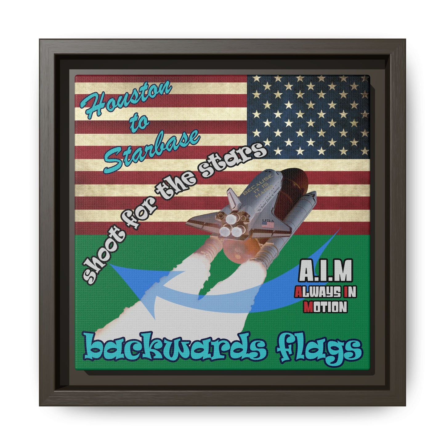 shoot for the stars - framed canvas art (dark green)