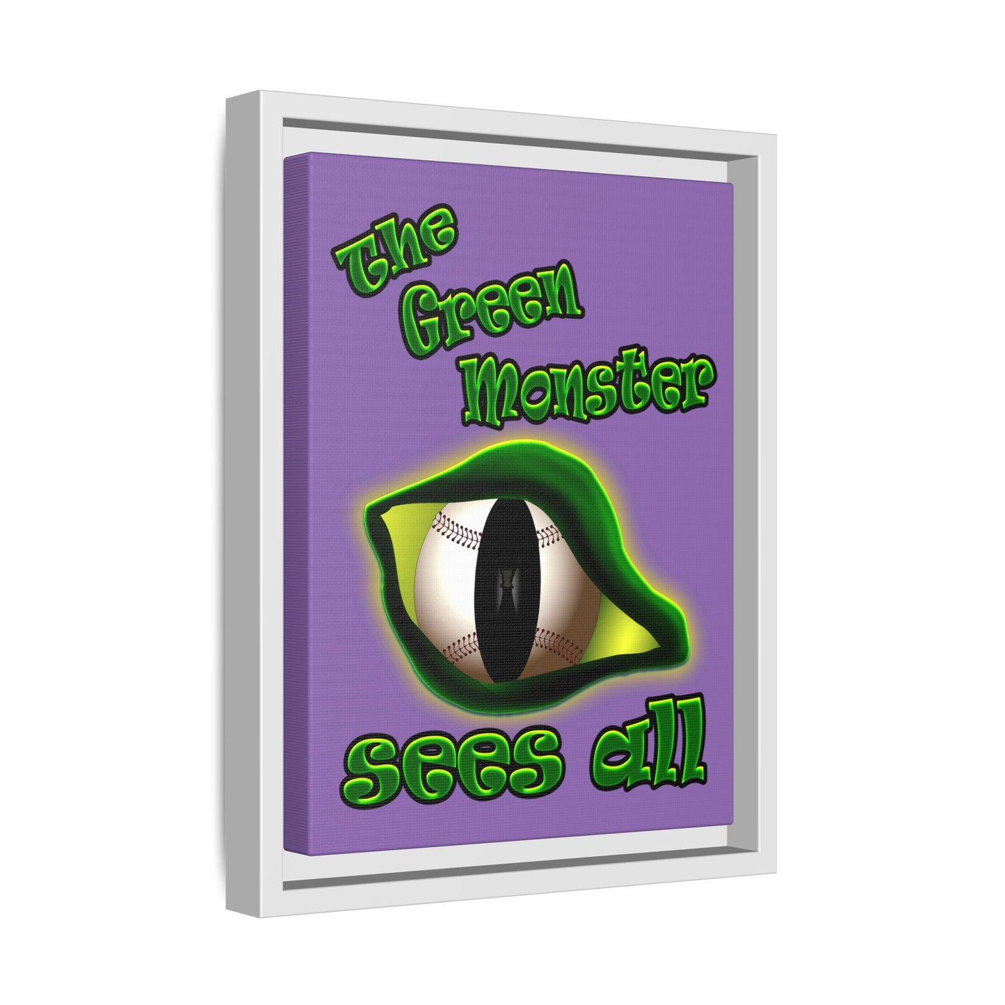 green monster - framed canvas art (light purple)