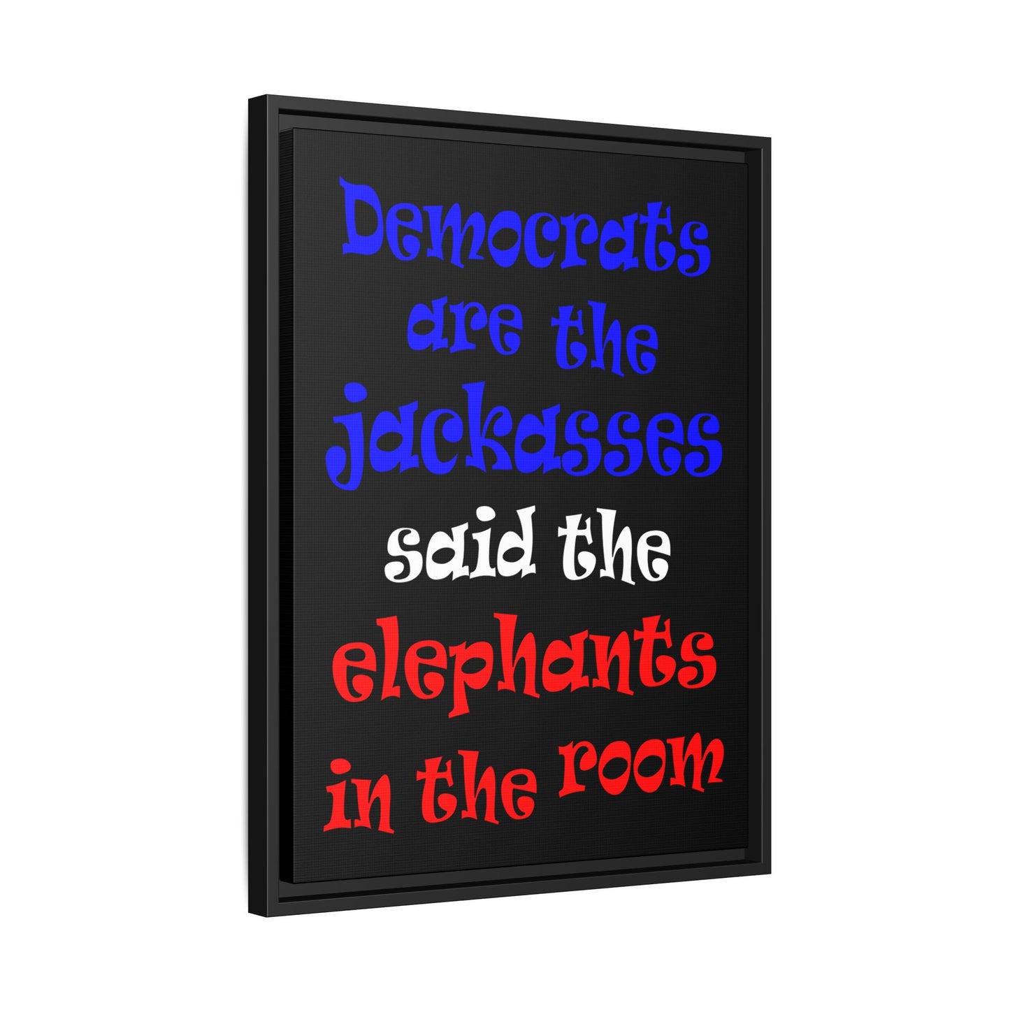 donkeys and elephants - framed canvas art (black)